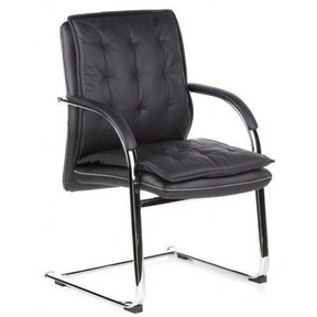 Black Cantilever chair VILLA V with quilted upholstery and chrome frame by hjh OFFICE