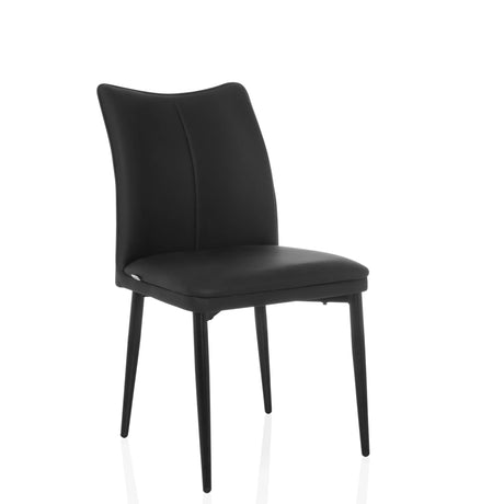 Black Dining chair VISETO with smooth cover and four slim legs by hjh LIVING