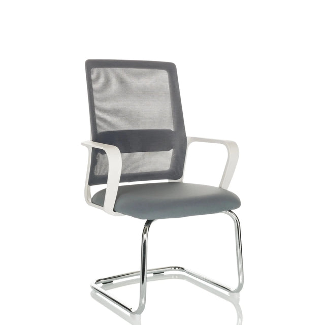 Grey Cantilever chair VISITER W with mesh backrest and chrome frame by hjh OFFICE