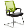 Cantilever chair VISTO NET V with green mesh back, black seat cushion and sled base by hjh OFFICE