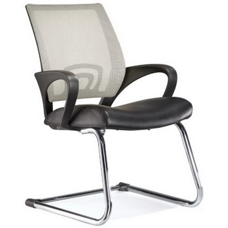 Cantilever chair VISTO NET V with grey mesh back, black seat cover and chrome frame by hjh OFFICE