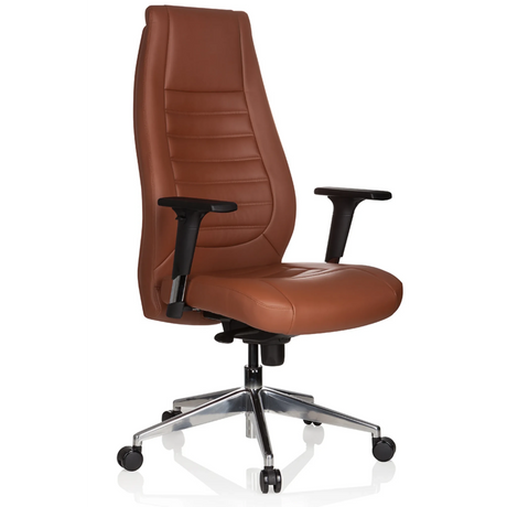Professional Executive Chair VITORO in brown leather with black armrests and base by hjh OFFICE