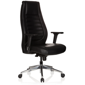 Black Professional Executive Chair VITORO with leather cover, armrests and chrome star base by hjh OFFICE