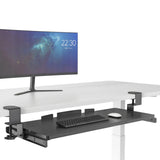 Black Keyboard tray VM-KB with mounting clips under a white desk by hjh OFFICE