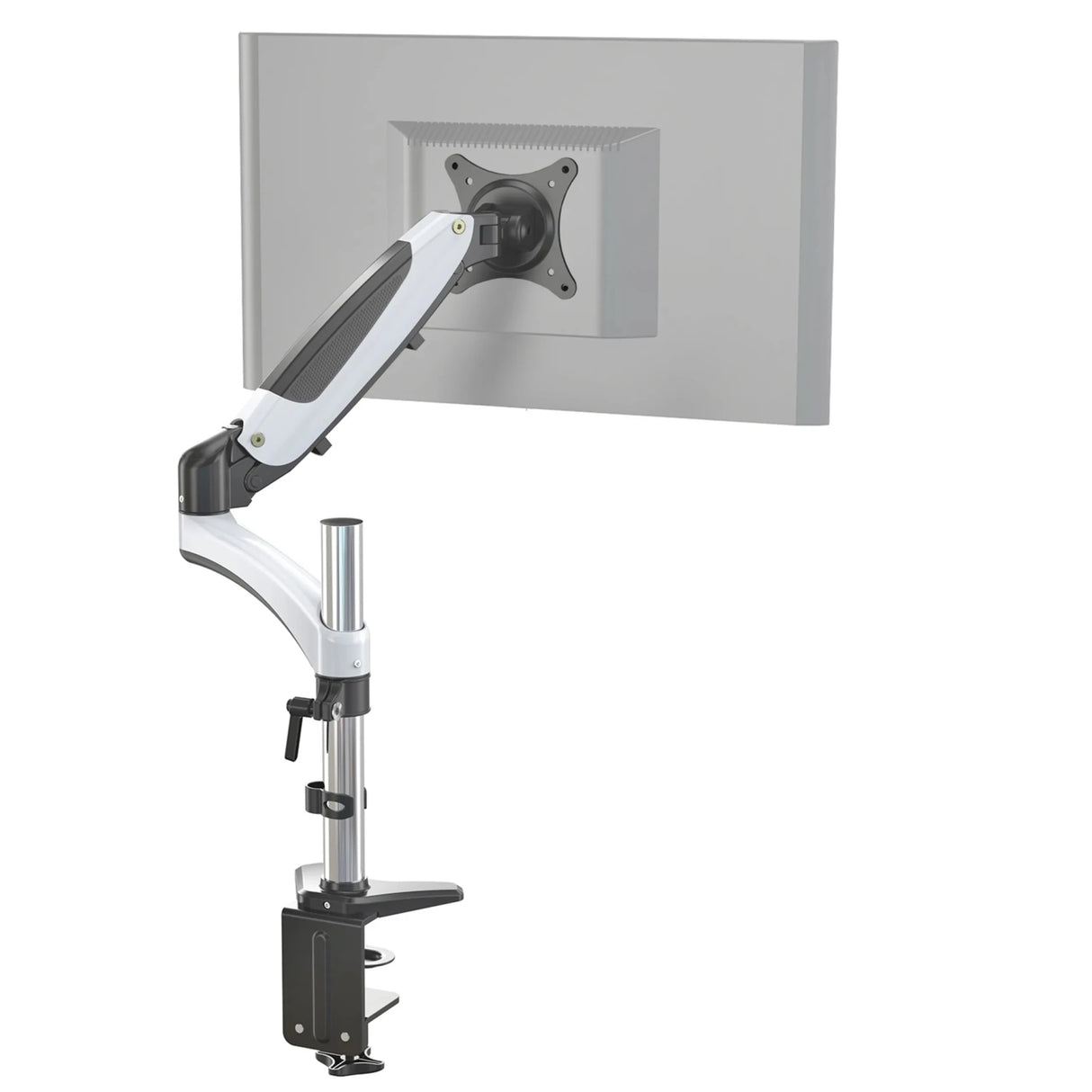 Monitor Mount VM-MG1 in white and black with flexible swivel arm and desk mount by hjh OFFICE