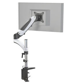Monitor Mount VM-MG1 in white and black with flexible swivel arm and desk mount by hjh OFFICE