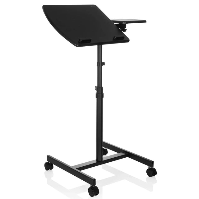 Black Standing desk VM-SL with slanted storage surface and four casters by hjh OFFICE