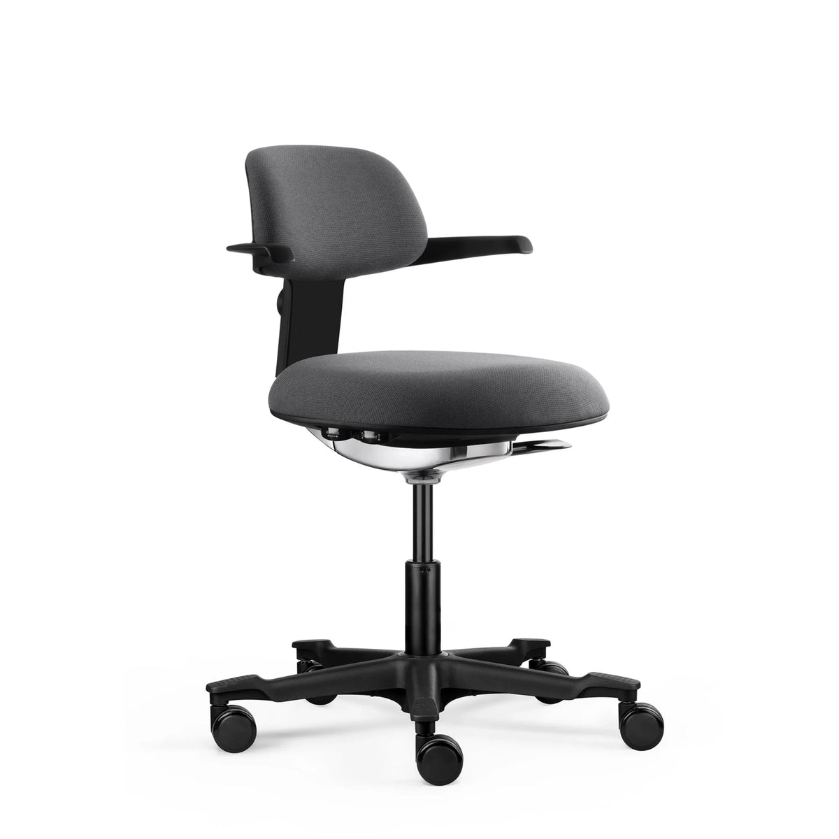 Dark grey Work Chair WORK 40 with armrests and five castors by hjh OFFICE