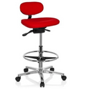 Red Counter chair WORK MF with shiny chrome frame, footrest and castors by hjh OFFICE