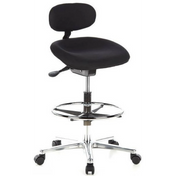 Black Counter chair WORK MF with foot ring and chromed star base on castors by hjh OFFICE