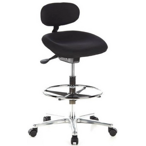 Black Counter chair WORK MF with foot ring and chromed star base on castors by hjh OFFICE