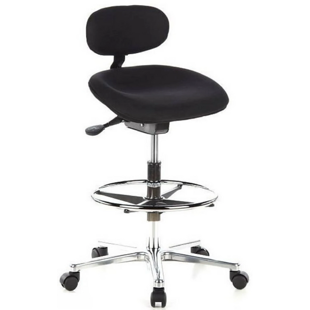 Black Counter chair WORK MF with foot ring and chromed star base on castors by hjh OFFICE
