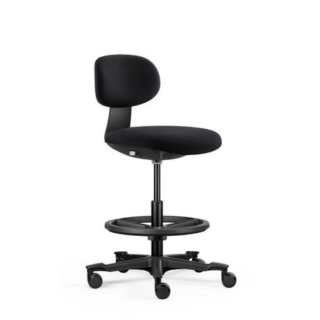 Black Work Chair WORK MF2 with padded seat, foot ring and castors by hjh OFFICE