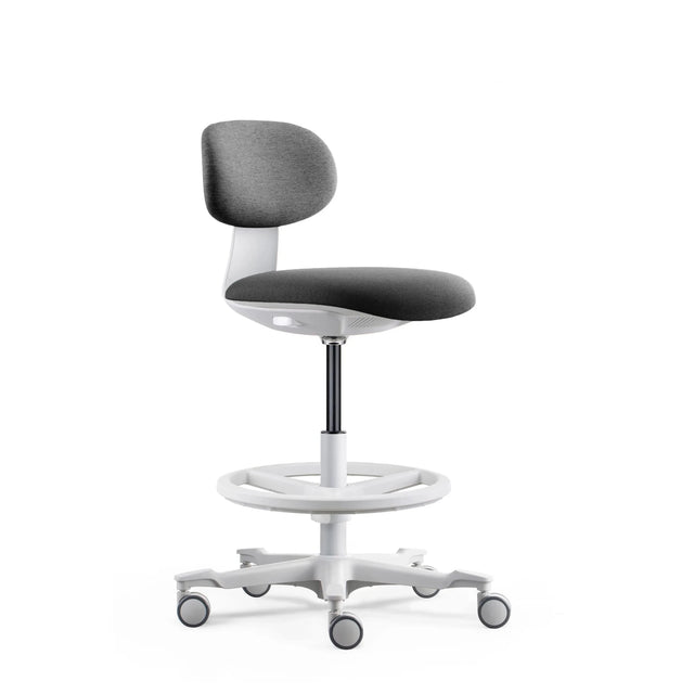 Work Chair WORK MF2 W in dark grey with white star base and foot ring by hjh OFFICE