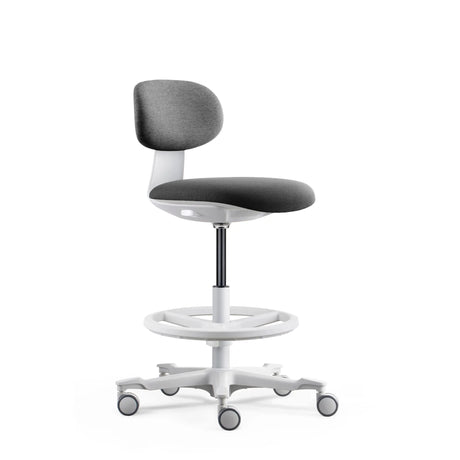 Work Chair WORK MF2 W in dark grey with white star base and foot ring by hjh OFFICE
