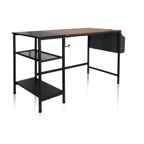 Office Desk WORKSPACE H I in black and brown with two shelves and a side compartment by hjh OFFICE