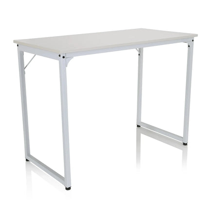 White Office Desk WORKSPACE I with a rectangular top and a simple metal frame by hjh OFFICE