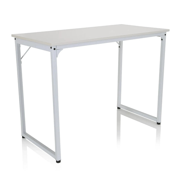 White Office Desk WORKSPACE I with a rectangular top and a simple metal frame by hjh OFFICE