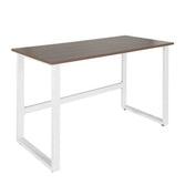 Office Desk WORKSPACE LIGHT I with brown walnut top and white metal frame by hjh OFFICE