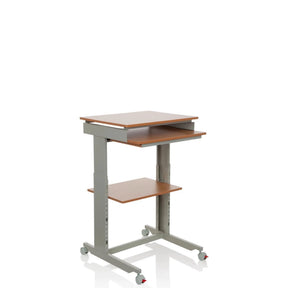 Standing desk WORKSTATION in beech and grey with keyboard tray and casters by hjh OFFICE