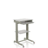 Grey Standing desk WORKSTATION with keyboard tray, a storage shelf and castors by hjh OFFICE