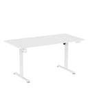 Electronic height-adjustable desk Worktime in white with rectangular tabletop by hjh OFFICE