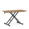 Height-adjustable desk Worktime Lift with oak-coloured top and black X-frame on castors by hjh OFFICE