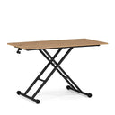Height-adjustable desk Worktime Lift with oak-coloured top and black X-frame on castors by hjh OFFICE