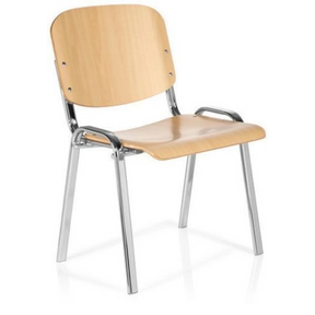 Four-legged chair XT 600 C H made of light beech with chrome-plated metal frame and armrests by hjh OFFICE