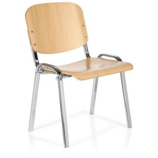 Four-legged chair XT 600 C H made of light beech with chrome-plated metal frame and armrests by hjh OFFICE