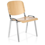 Four-legged chair XT 600 C H made of light beech with chrome-plated metal frame and armrests by hjh OFFICE