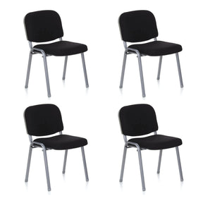 Set of four four-legged chairs XT 600 S with black cover and silver frame by hjh OFFICE