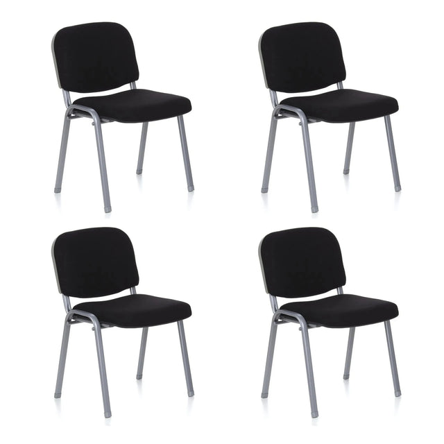 Set of four four-legged chairs XT 600 S with black cover and silver frame by hjh OFFICE
