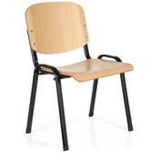 Four-legged chair XT 600 SW H made of light beech wood with a black metal frame by hjh OFFICE