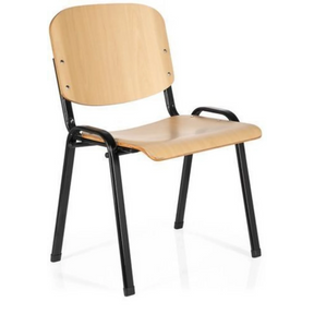 Four-legged chair XT 600 SW H made of light beech wood with a black metal frame by hjh OFFICE