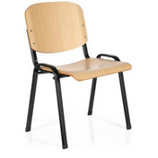 Vierfußstuhl XT 600 SW H aus hellem Buchenholz mit schwarzem Metallgestell von hjh OFFICE