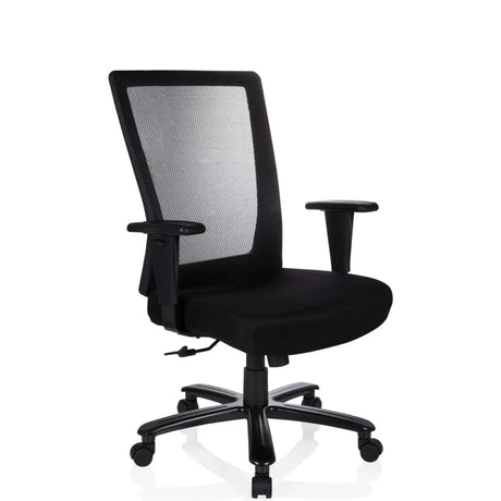 Black Swivel Chair XXL EXTENDER with mesh backrest and armrests by hjh OFFICE