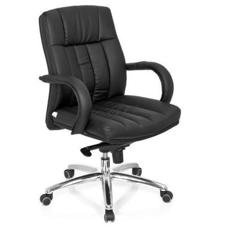 Swivel Chair XXL G 100 in black faux leather with armrests and chrome base by hjh OFFICE