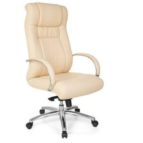 Swivel Chair XXL G 600 in beige faux leather with chrome armrests by hjh OFFICE
