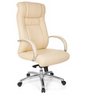 Swivel Chair XXL G 600 in beige faux leather with chrome armrests by hjh OFFICE