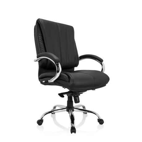Swivel Chair XXL H 100 in black faux leather with a chromed base by hjh OFFICE