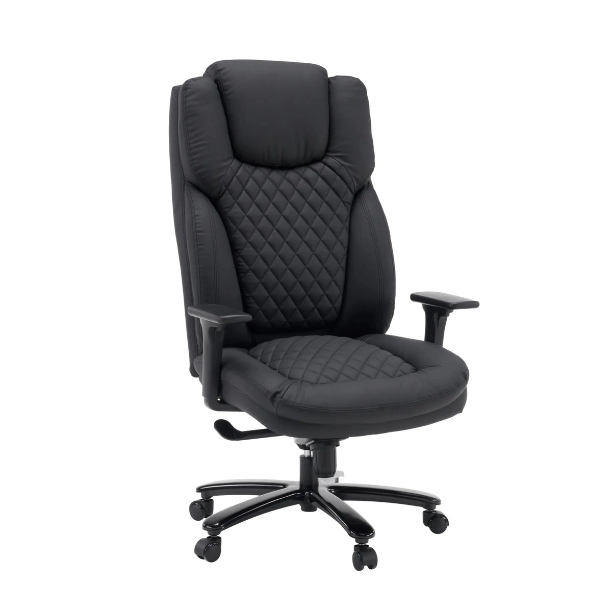 XXL Pullmann Gen2 swivel chair in black faux leather with diamond stitching and armrests by hjh OFFICE