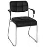 Black guest chair ZANTA with quilted upholstery and chrome sled base by hjh OFFICE