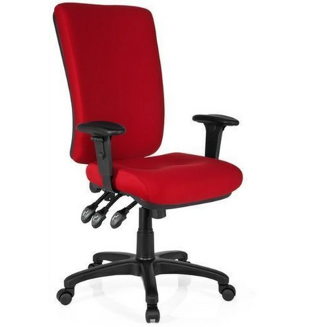 Professional Office Chair ZENIT HIGH with red fabric upholstery, black armrests and caster base by hjh OFFICE