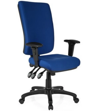 Professional Office Chair ZENIT HIGH with blue fabric upholstery and black armrests by hjh OFFICE