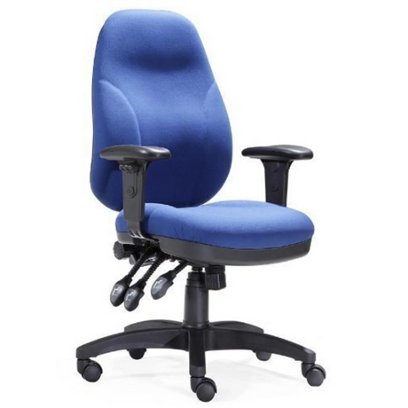 Professional Office Chair ZENIT PRO with blue fabric upholstery, adjustable armrests and a black base by hjh OFFICE