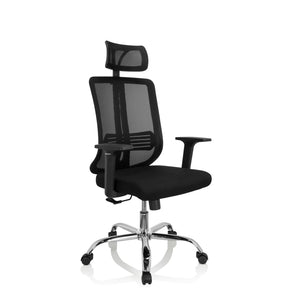 Black Home Office Chair ZH 200 with mesh backrest and headrest by hjh OFFICE