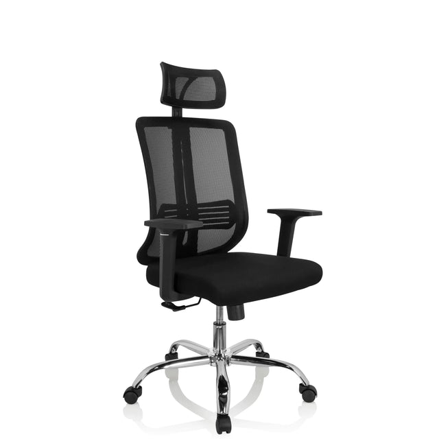 Black Home Office Chair ZH 200 with mesh backrest and headrest by hjh OFFICE